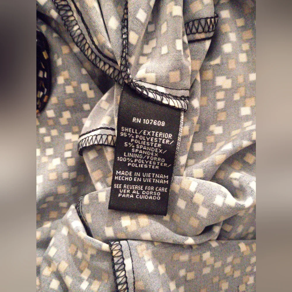 R&K Black Brown Square Pattern Dress Women's Plus Sz 16 Lined Bodice sleeveless